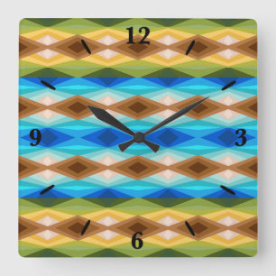 Tropical Beach Colored Kaleidoskop Abstrakt Art Quadratische Wanduhr