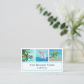 Tropical Beach Colorful Toucan Dolphin Palm Tree Visitenkarte (Stehend Vorderseite)