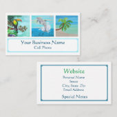 Tropical Beach Colorful Toucan Dolphin Palm Tree Visitenkarte (Vorne/Hinten)