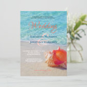 Tropical Beach Conch Muschel Moderne Ombre Wedding Einladung (Stehend Vorderseite)
