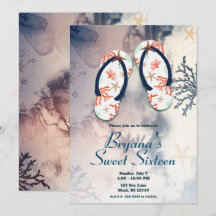 Tropical Beach Coral Flip Flops Sweet 16 Party