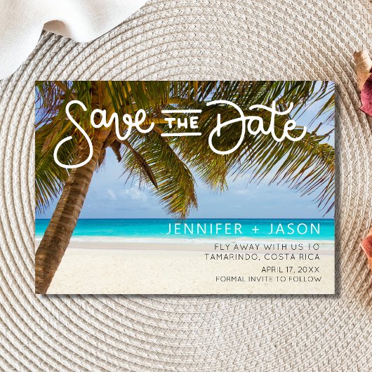 Tropical Beach Costa Rica Hochzeit in Urlaubsort Save The Date
