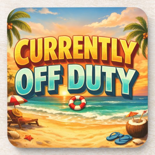 Tropical Beach Currently Off Duty Scene Getränkeuntersetzer (Vorderseite)