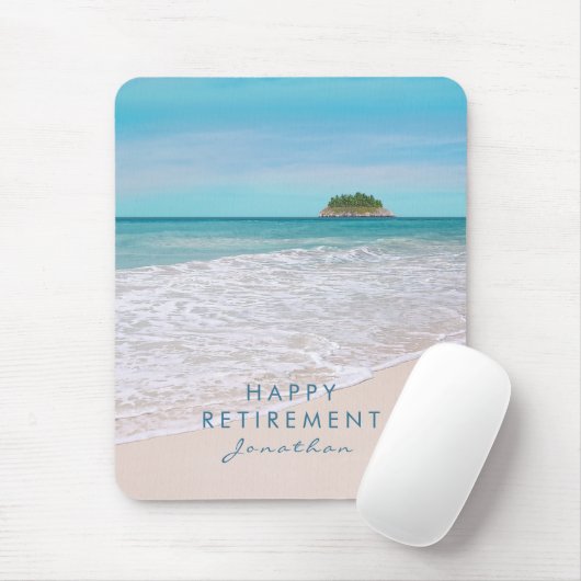 Tropical Beach Custom Text "Happy Retirement" Mousepad (Mit Mouse)