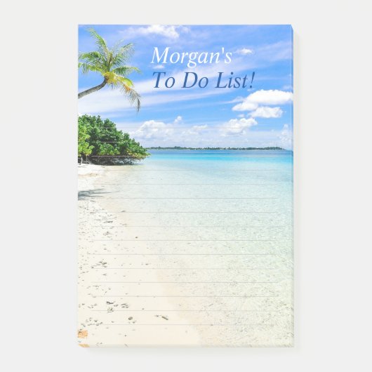 Tropical Beach Customize Name Message, Reguled Lin Post-it Klebezettel (Vorderseite)