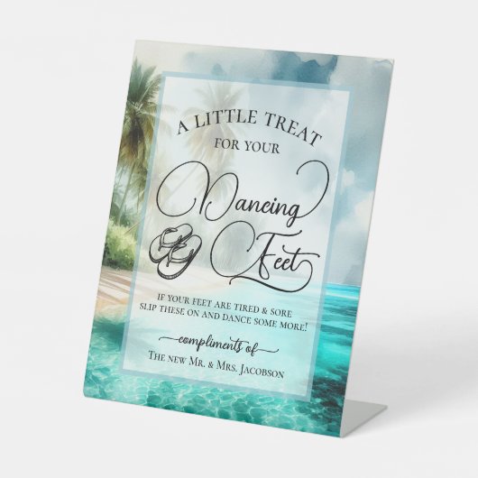 Tropical Beach Dancing Feet Flip Flop Wedding Sockelschild (Vorderseite)