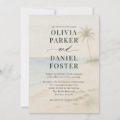 Tropical Beach Destination QR Code Wedding Einladung (Vorderseite)