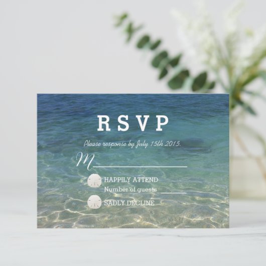 Tropical Beach Destination Summer Wedding RSVP (Stehend Vorderseite)