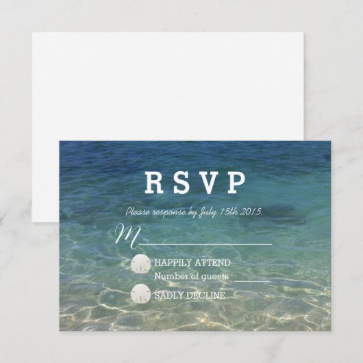 Tropical Beach Destination Summer Wedding RSVP Karte (Vorne/Hinten)