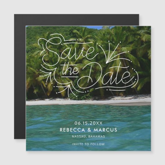 Tropical Beach Destination Wedding Save the Date Magnetkarte (Vorne/Hinten)
