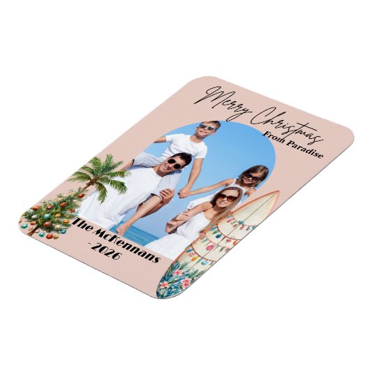 Tropical Beach Destination Weihnachtskarte Magnet (Linke Seite)