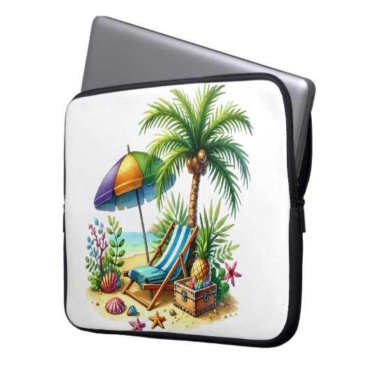 Tropical Beach Electronics Bag Laptopschutzhülle (Vorderseite Links)