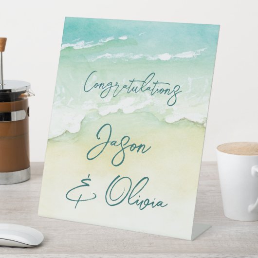 Tropical Beach Elegant Hochzeitsgratulation Sockelschild (In Situ)