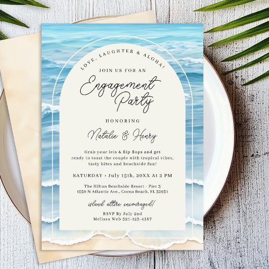 Tropical Beach Engagement Party | Ozeanwelle Einladung