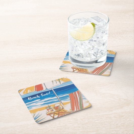 Tropical Beach Escape - Personalisierter Sommer Rechteckiger Pappuntersetzer (Vor Ort)