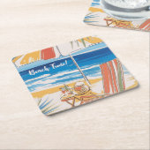 Tropical Beach Escape - Personalisierter Sommer Rechteckiger Pappuntersetzer (angewinkelt)