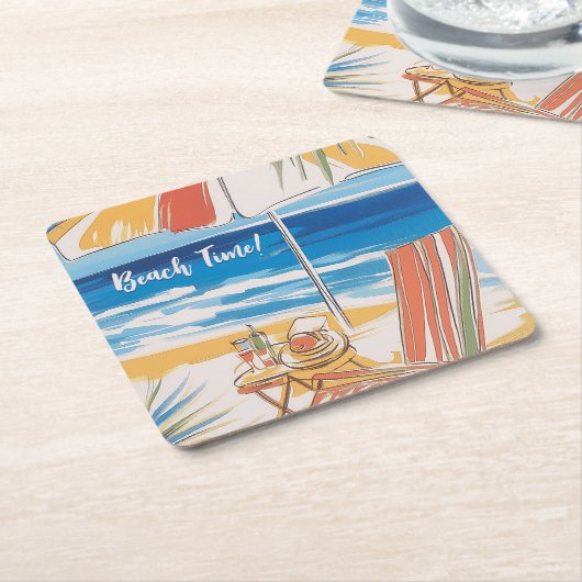 Tropical Beach Escape - Personalisierter Sommer Rechteckiger Pappuntersetzer (angewinkelt)