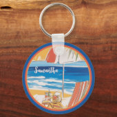 Tropical Beach Escape - Personalisierter Sommer Schlüsselanhänger (Rückseite)