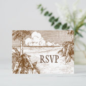 Tropical Beach Etching Editable Response Cards Einladung (Stehend Vorderseite)