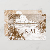 Tropical Beach Etching Editable Response Cards Einladung (Vorne/Hinten)