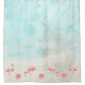 Tropical Beach Flamingo Duschvorhang (Vorderseite)
