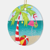 Tropical Beach Flamingo Palm Weihnachtsdekoration Keramik Ornament (Links)
