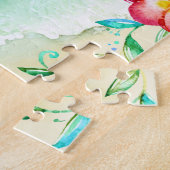 Tropical Beach Flamingo Personalisiert Kids Puzzle (Seite)