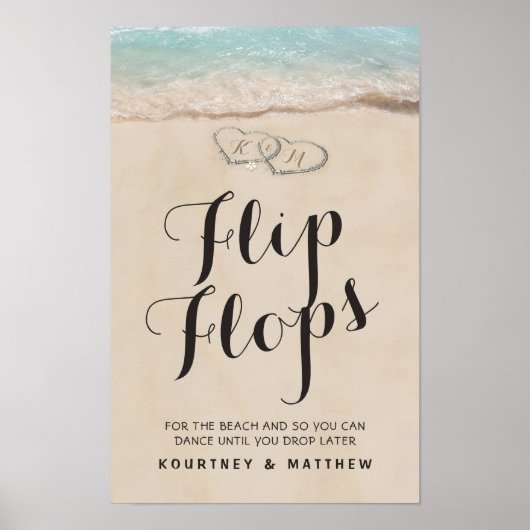 Tropical Beach Flip Flops Hochzeit Poster (Vorne)