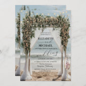 Tropical Beach Floral Arbor Einladung (Vorne/Hinten)