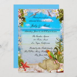 Tropical Beach Floral Hochzeit Probe Dinner Einladung