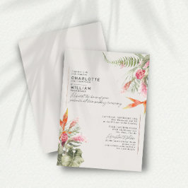 Tropical Beach Floral Ivory Wedding Rose Gold Folieneinladung