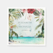 Tropical Beach Floral Palm | Hochzeit von Napkins Serviette (Vorderseite)