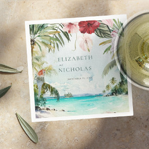 Tropical Beach Floral Palm   Hochzeit von Napkins Serviette