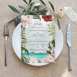 Tropical Beach Floral Palm | Hochzeitsmenü Menükarte<br><div class="desc">Schöne Menükarten, um Ihre Tischeinstellungen bei Ihrer Hochzeit oder beim nächsten Party zu ergänzen. Egal zu welcher Jahreszeit, wir können so tun, als wären wir auf einer tropischen Insel voller tropischer Vegetation! Während diese Palette ein tropisches Ambiente ausstrahlt, ist sie in verschiedenen Stilrichtungen anpassbar, zum Beispiel in Böhmen, Rustikalen und...</div>