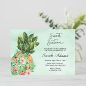 Tropical Beach Floral Watercolor Sweet 16 Einladung (Stehend Vorderseite)