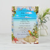 Tropical Beach Floral Wedding Brautparty Card Einladung (Stehend Vorderseite)