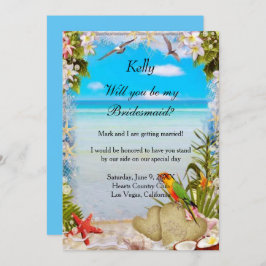 Tropical Beach Floral Wedding Bridesmaicard Einladung