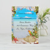 Tropical Beach Floral Wedding Card Einladung (Stehend Vorderseite)