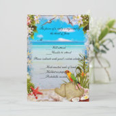 Tropical Beach Floral Wedding Card Einladung (Stehend Vorderseite)