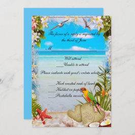 Tropical Beach Floral Wedding Card Einladung