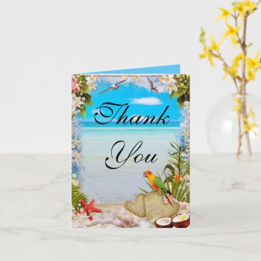 Tropical Beach Floral Wedding Danke Karte (Gelbe Blume)