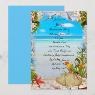 Tropical Beach Floral Wedding Junggeselinnen-Absch Einladung