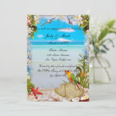 Tropical Beach Floral Wedding Party Einladung (Stehend Vorderseite)