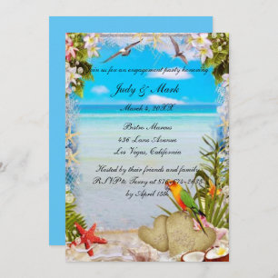 Tropical Beach Floral Wedding Party Einladung
