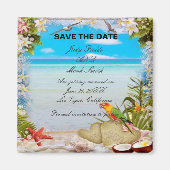 Tropical Beach Floral Wedding retten das Datum Magnet (Vorne)