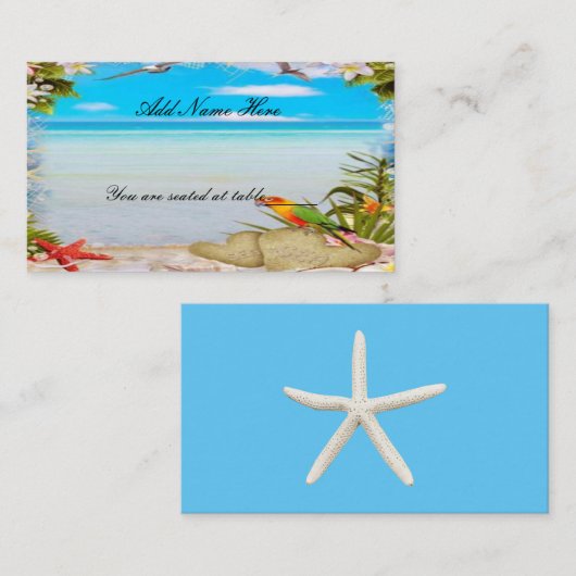 Tropical Beach Floral Wedding Table Platzkarte (Vorne/Hinten)