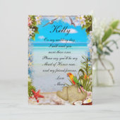 Tropical Beach Floral Wedding Trauzeugin Einladung (Stehend Vorderseite)