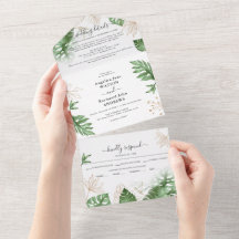 Tropical Beach Foliage & Gold Hochzeit