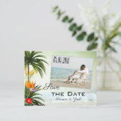 Tropical Beach Foto Save the Date Postkarte (Stehend Vorderseite)