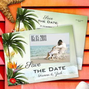 Tropical Beach Foto Save the Date Postkarte
